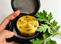 Copper Moxa Box in carrying case with mugwort